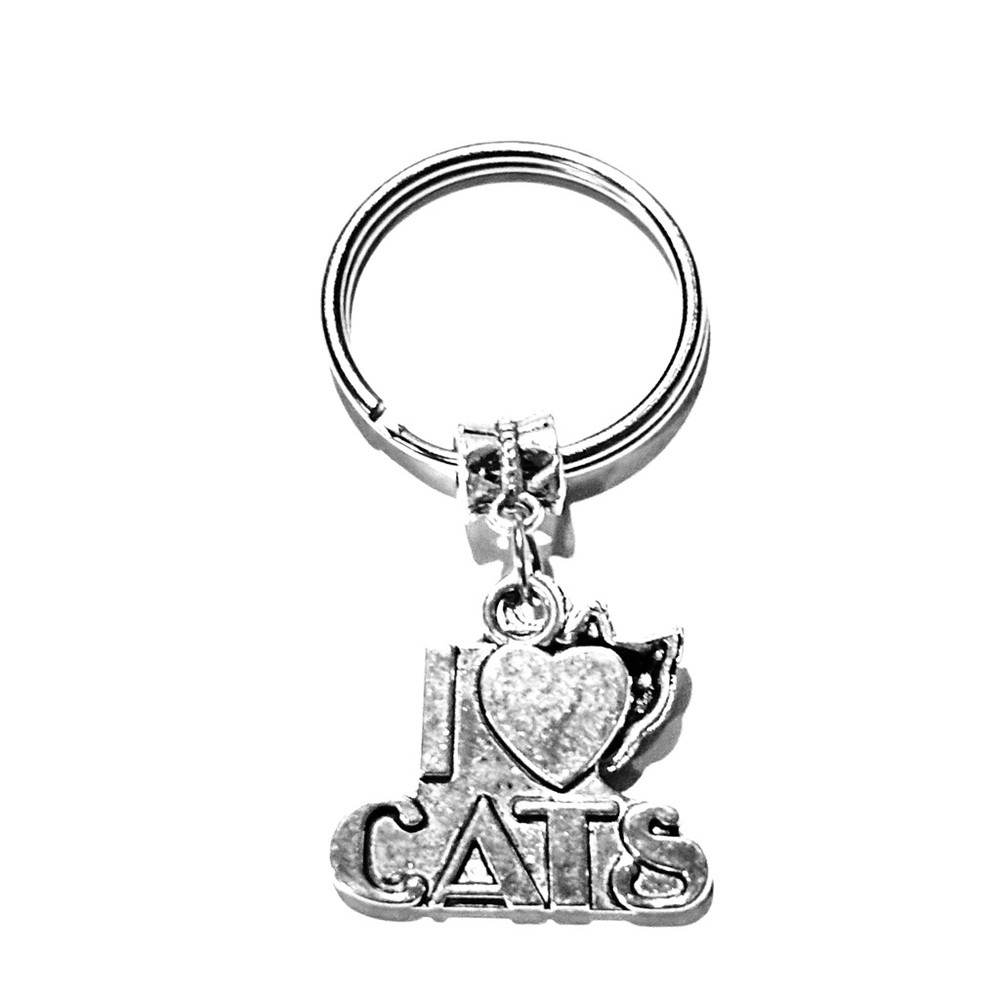 Silver Cat Keychain